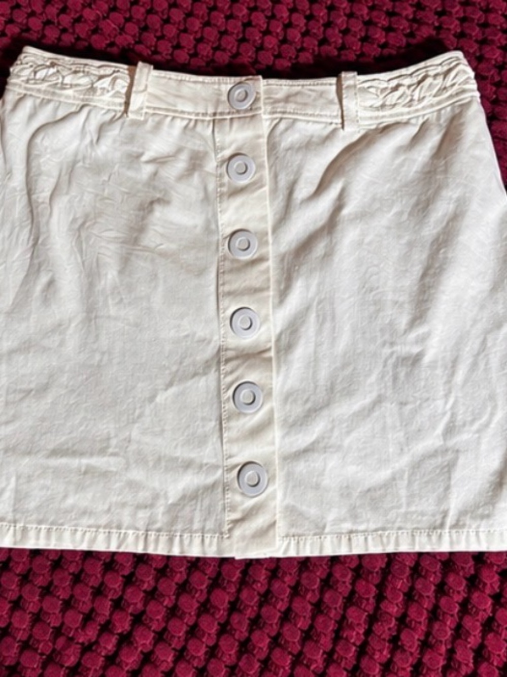 Express Y2K Women's Cream Button-Front Mini Skirt